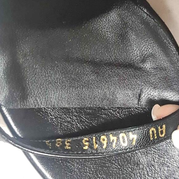 NWOB Saint Laurent Black Leather Heeled Sandals Sz.38.5 - Picture 6 of 8